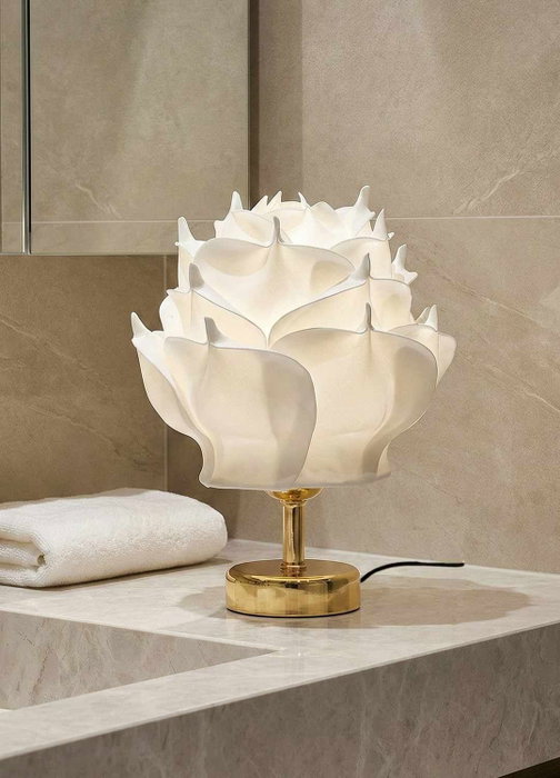 Opviq Lámpara de mesa Eva Blanco y Dorado Brillante Opviq Lámpara de mesa Eva Blanco y Dorado Brillante